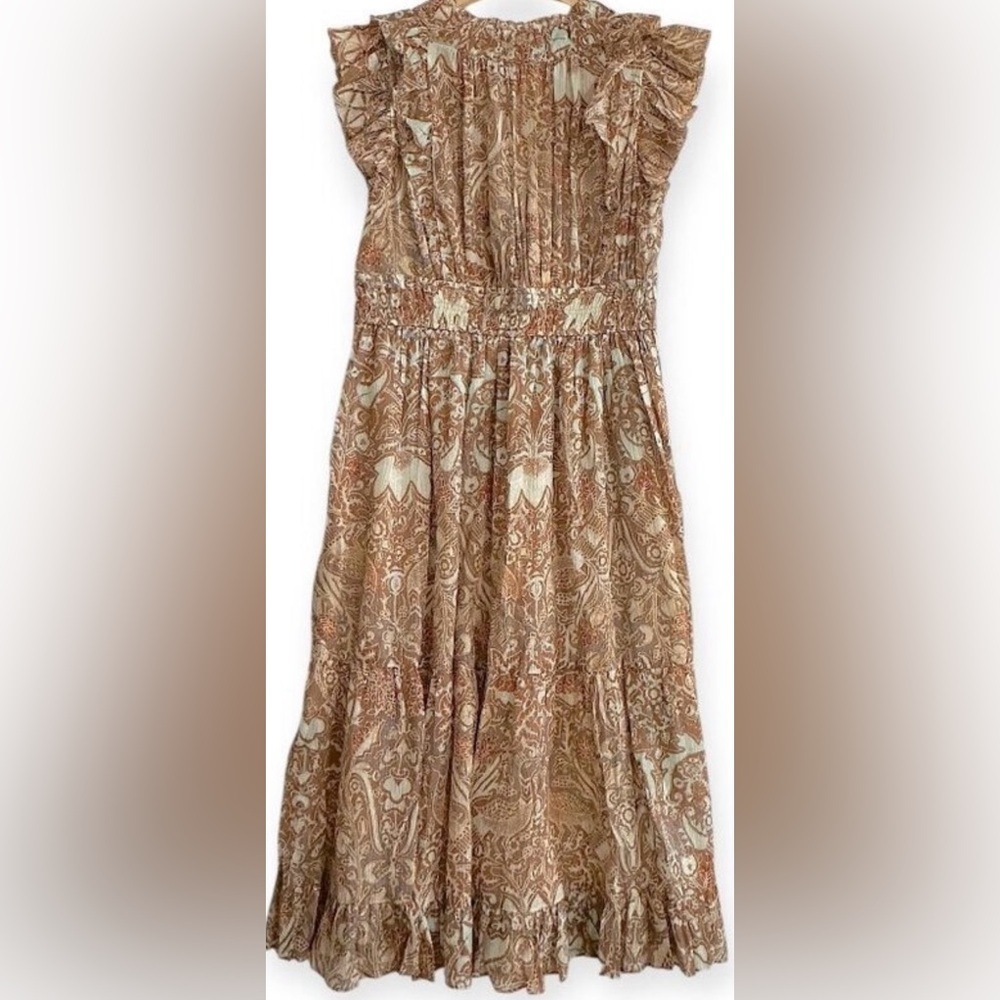 Ulla Johnson Blush Tan Paisley Ruffle Midi Dress - Picture 15 of 15